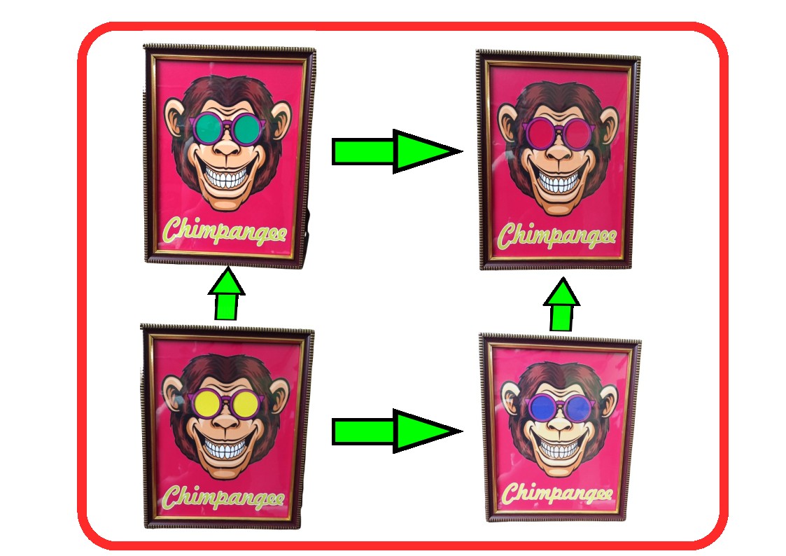 COLOR CHANGING GOGGLES OF MONKEY (4TIMES). 4 monkey goggles